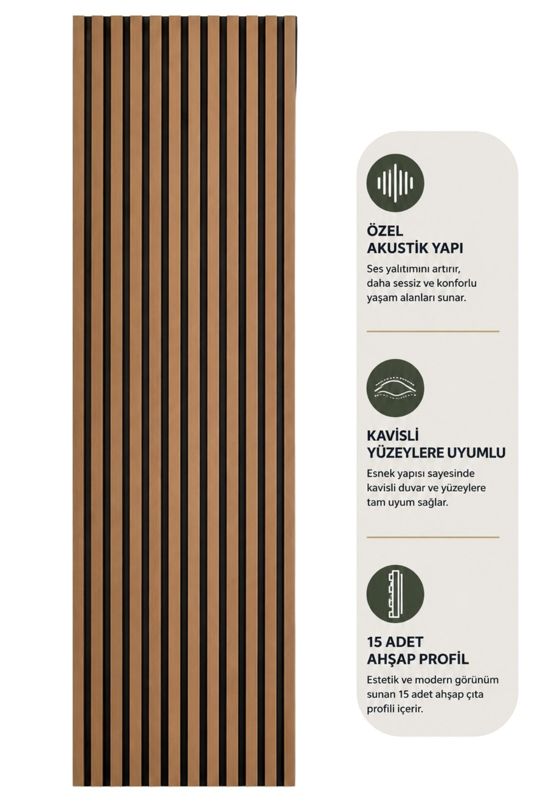 Premium Ahşap Akustik Duvar Paneli Teak